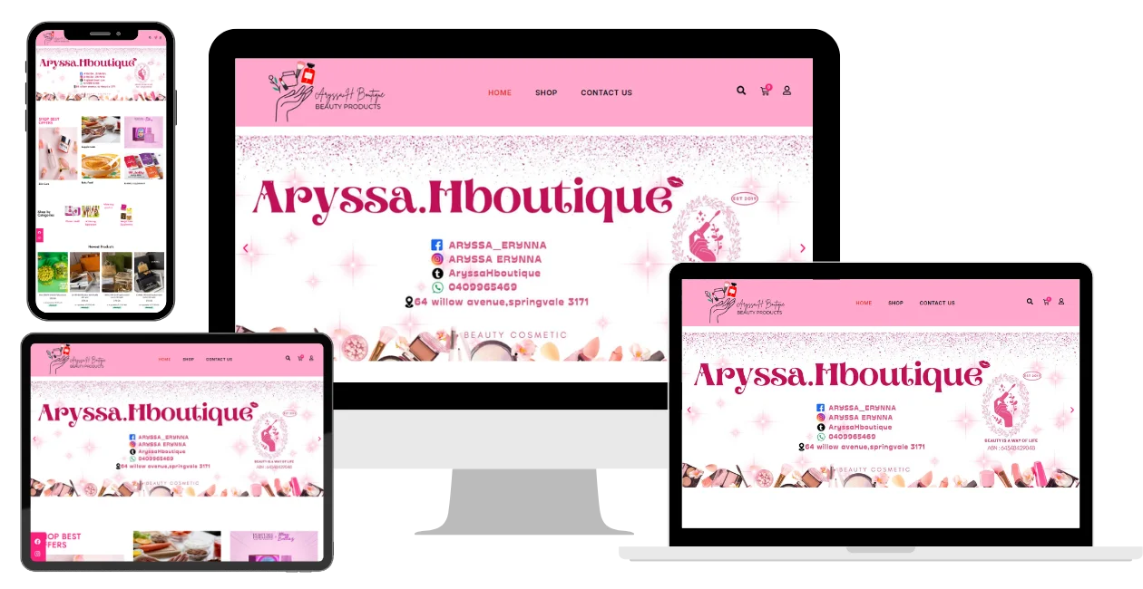 Aryssa H Boutique custom WooCommerce website design