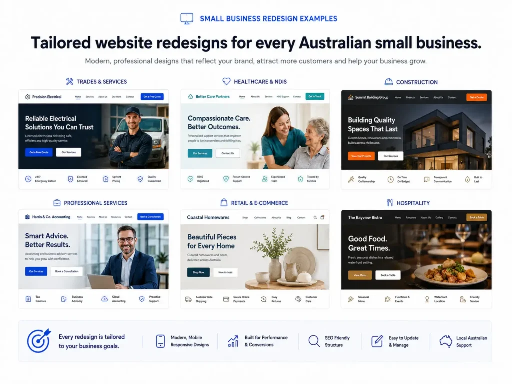 Small business website redesign examples for Australian companies
