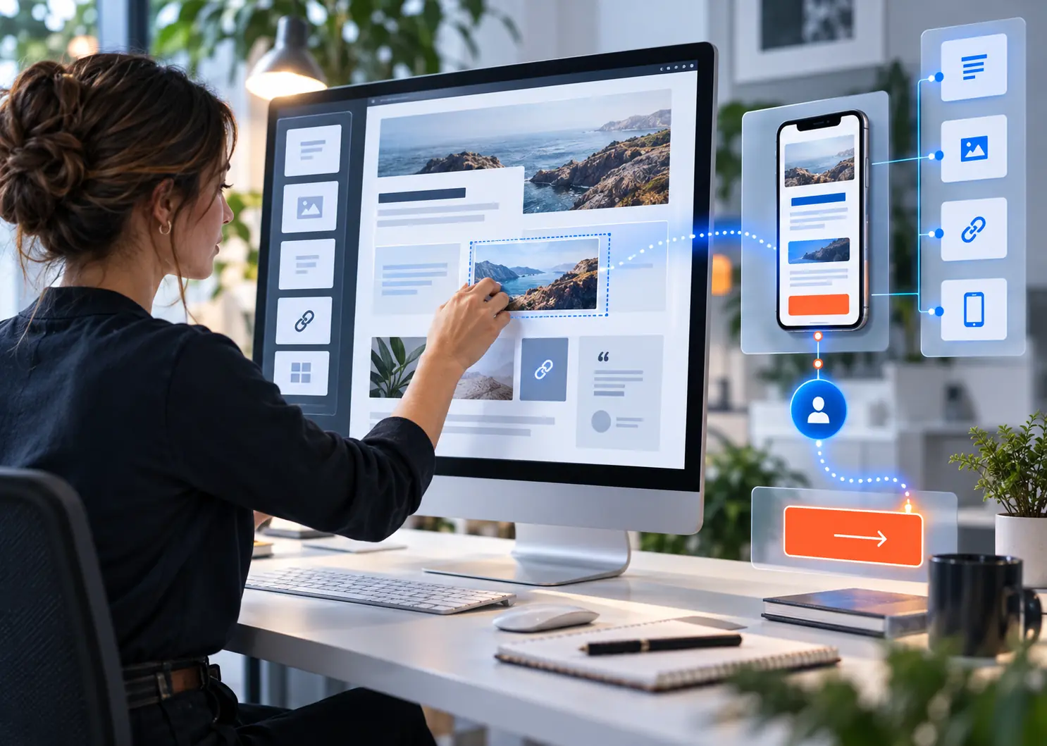 On-page SEO improving content structure, internal links and mobile usability