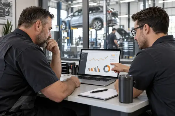 SEO and Google Ads reporting for an auto repair business