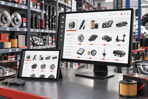 Automotive parts catalogue organised on an eCommerce website