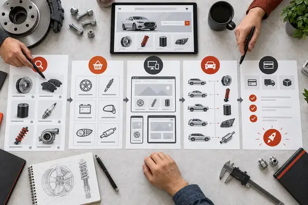 Automotive parts eCommerce design process from catalogue planning to launch