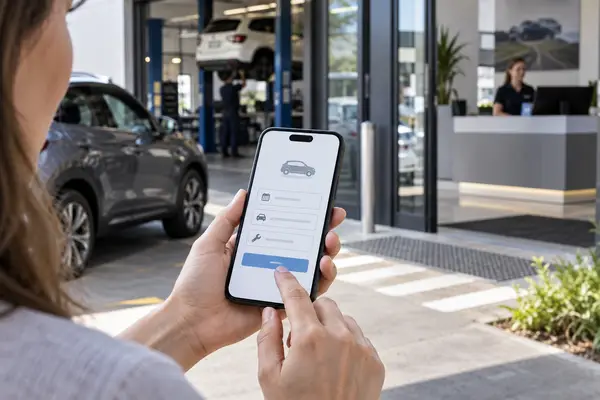 Customer booking an automotive service through a mobile website