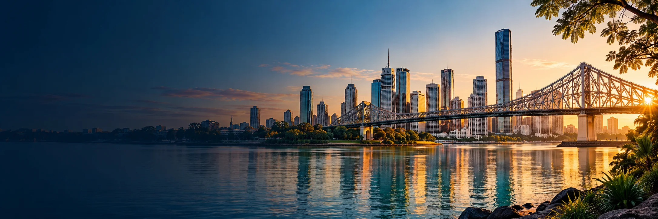 Illustration of Brisbane River, Story Bridge and city skyline