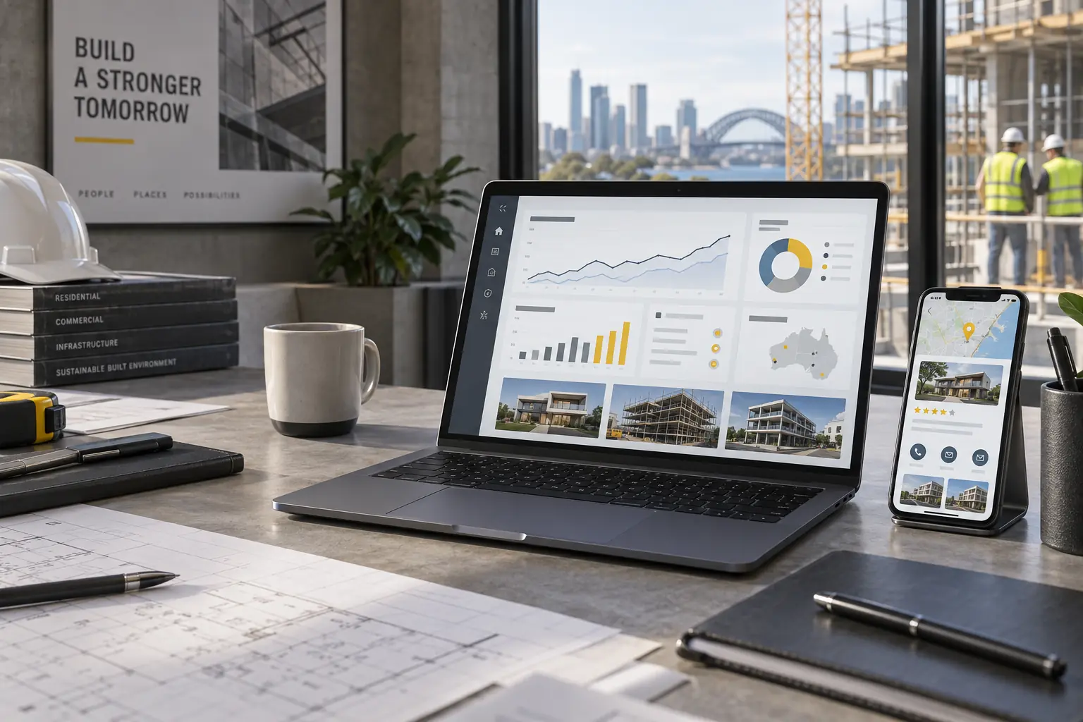 SEO and digital marketing dashboard for an Australian construction company