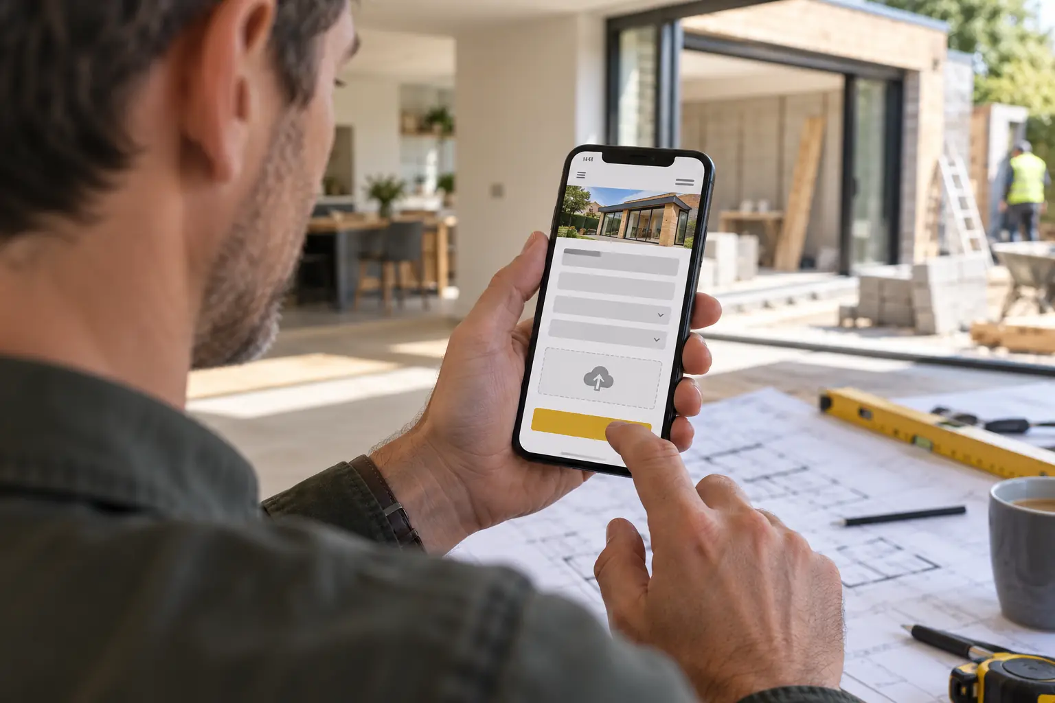 Construction project enquiry form displayed on a mobile device