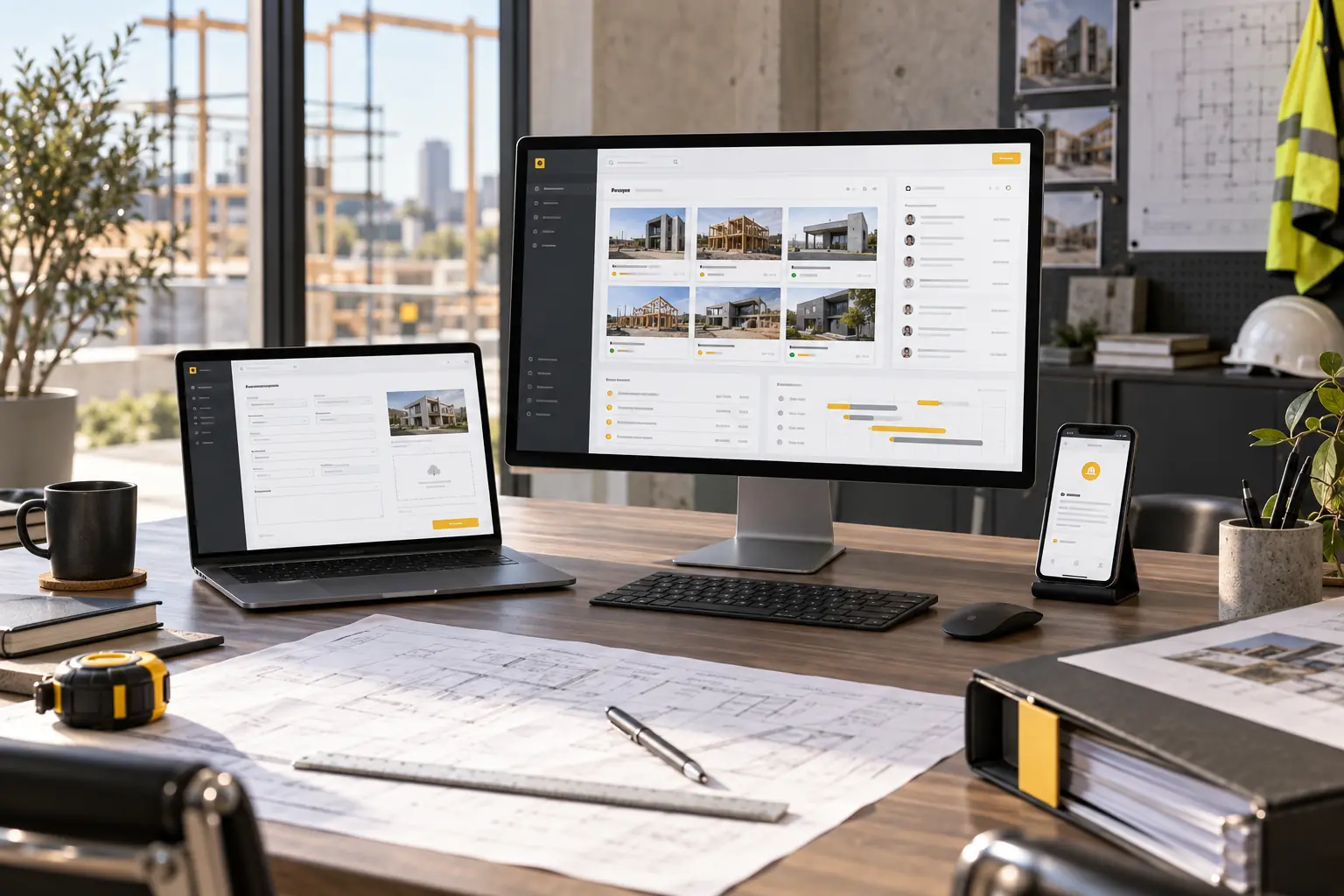 Construction website development with project enquiries and business integrations