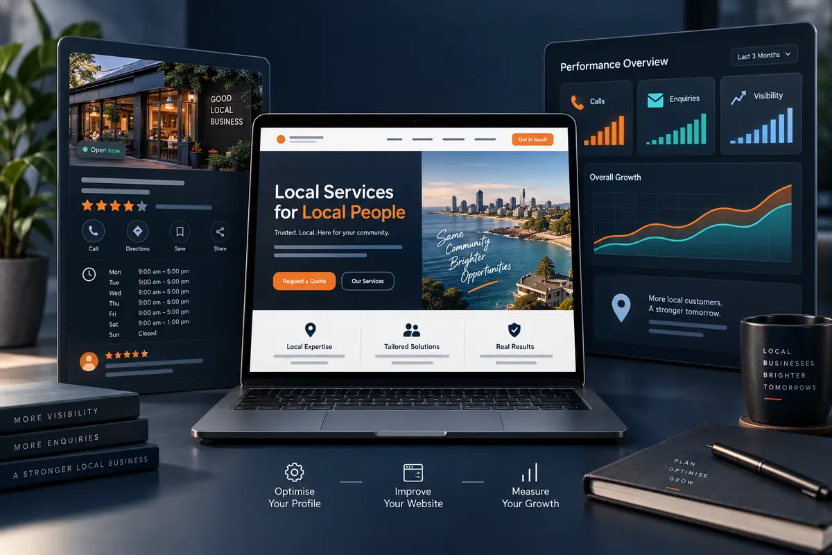 Local SEO services Melbourne campaign covering Google Business Profile, Maps and website optimisation
