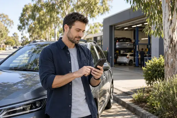 Customer comparing mechanic services and booking options online