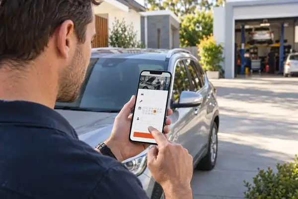 Customer requesting a mechanic service booking from a smartphone