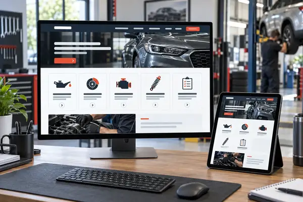 Mechanical service pages organised within a mechanic website design