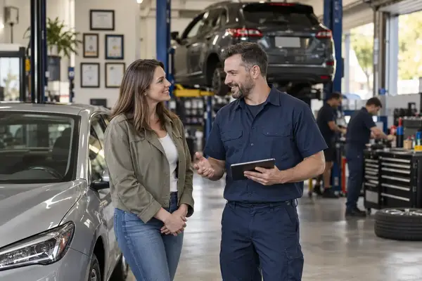 Mechanic website trust signals including reviews and workshop credentials