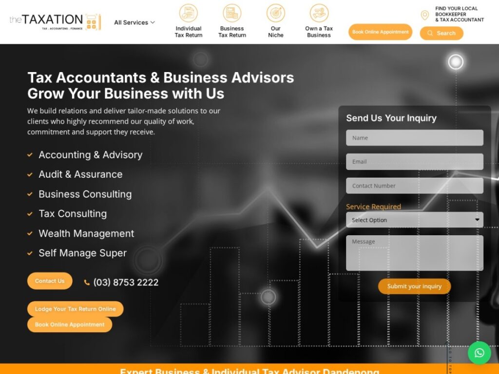 The Taxation WordPress website design for Tax Agency