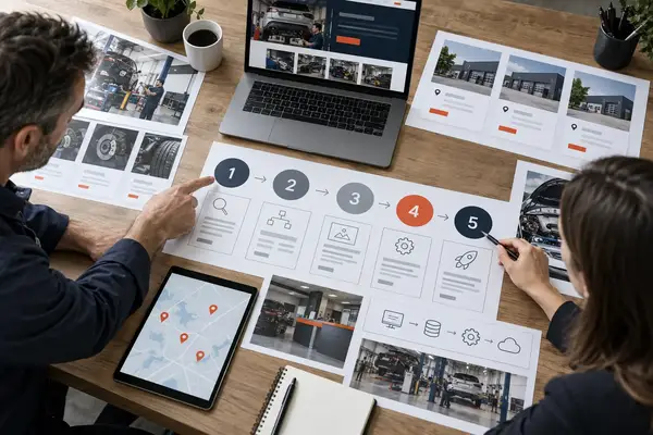 Automotive workshop website design process from requirements to launch